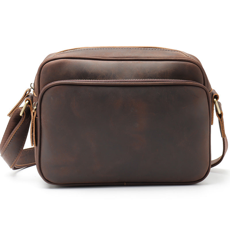 New Mens Single Shoulder Messenger Bag Retro Cowhide Casual Business Document Messenger Bag - ZenWearables