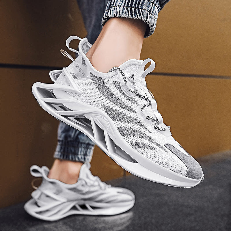 Blade Shoes Men"s New Men"s Shoes Spring Breathable White Shoes Versatile Fashionable Shoes Sshock Absorption Running Mesh Sports Shoes - ZenWearables