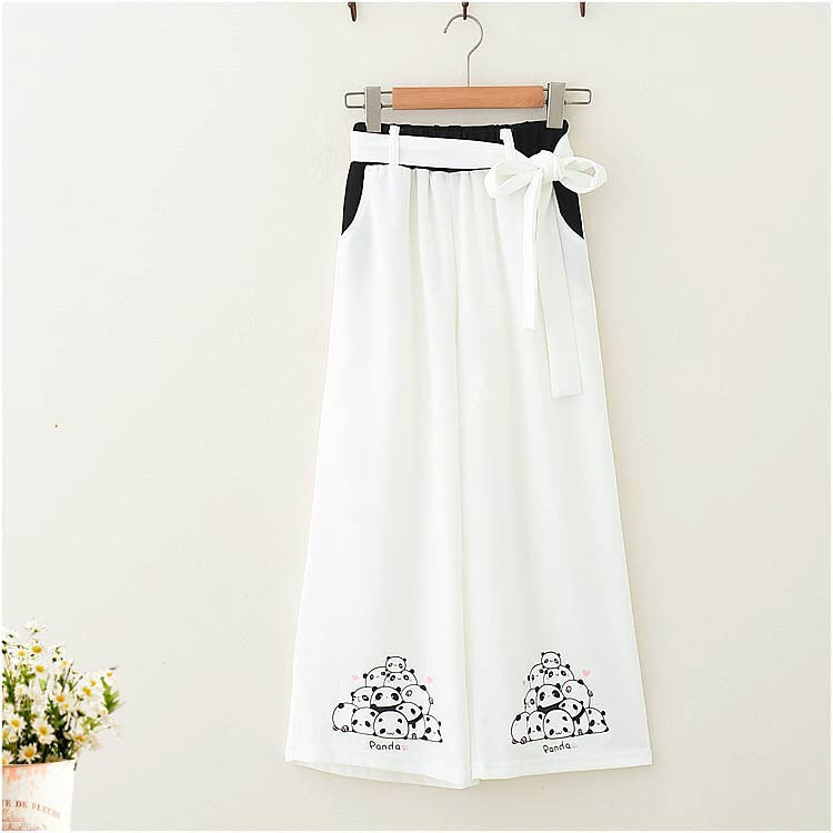 Casual Pants Nine-Point Pants Girl Loose Wild Wide-Leg Pants Women - ZenWearables