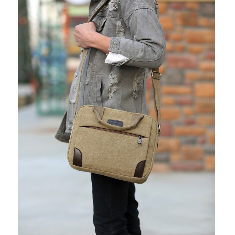 New men's canvas bag compartment Mens satchel retro casual bag large cross section - ZenWearables