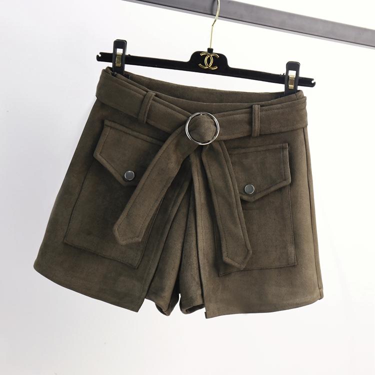 Suede shorts women slim pants - ZenWearables