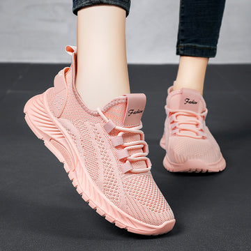 Fashion Casual Sports Shoes Women Lace Up Flat Shoes Lightweight Breathable Running Mesh Sneakers - ZenWearables