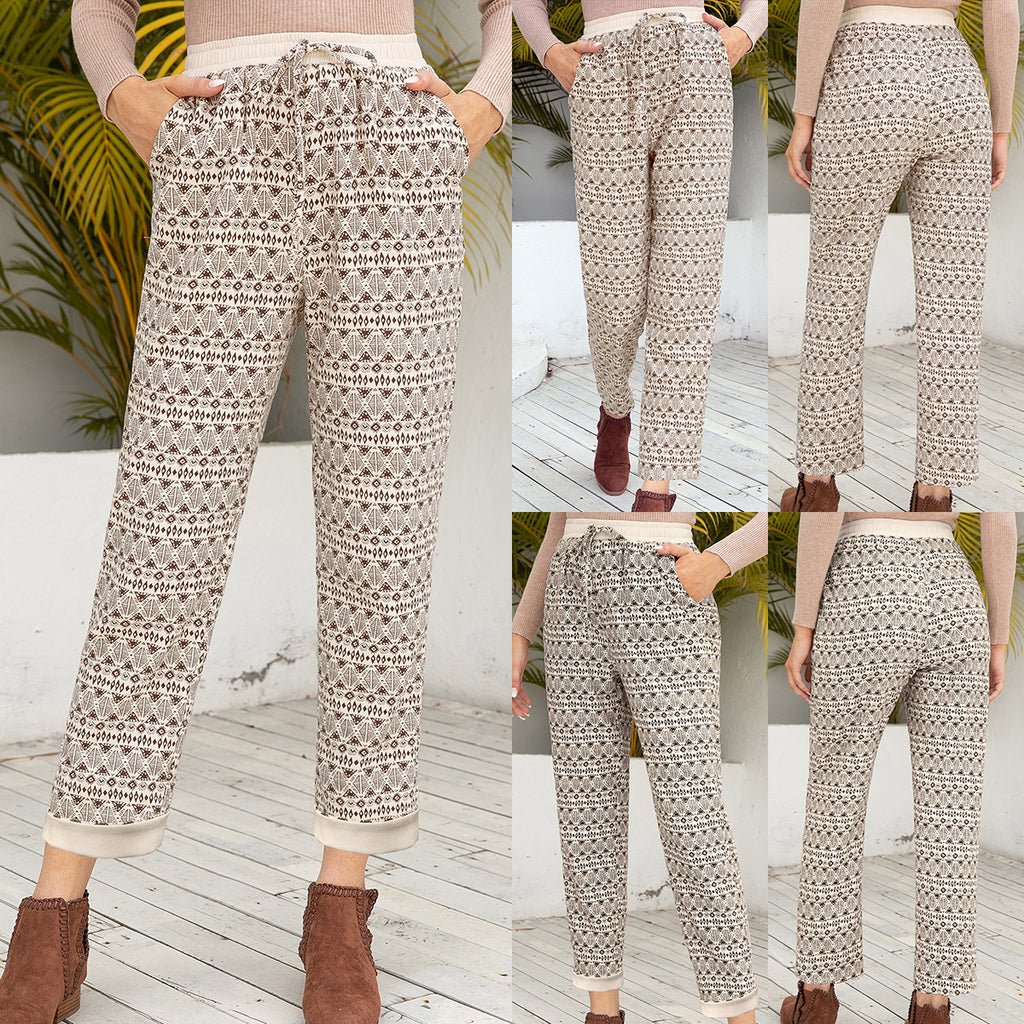 Ladies Print Lace Casual Pants Loose Pants Women - ZenWearables