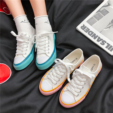 Classic Cream Blue Canvas Shoes Women - ZenWearables