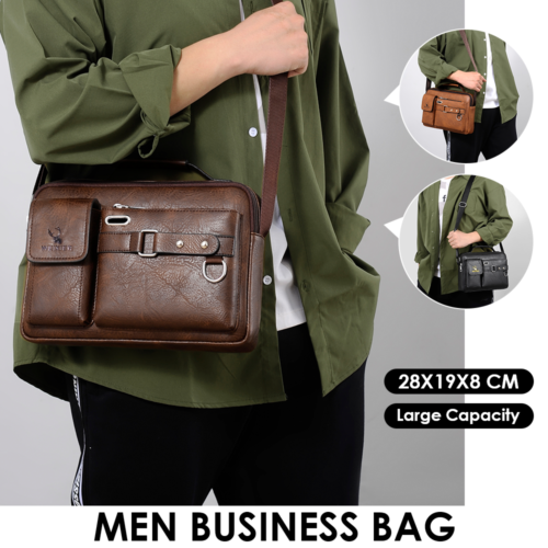 Mens Leather Bags Messenger Bag Briefcase Satchel Shoulder Handbag Cross Body - ZenWearables