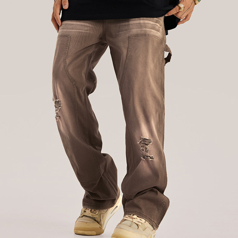 Mens Washed Destroy Babes Vintage Couple Cargo Pants - ZenWearables